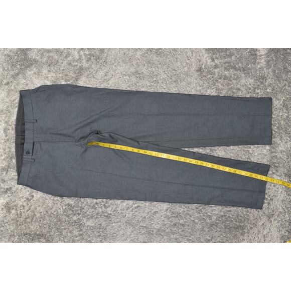 Calvin Klein Men's Gray Solid Straight Dress Pants 32x32 Polyester Zip - Picture 2 of 6